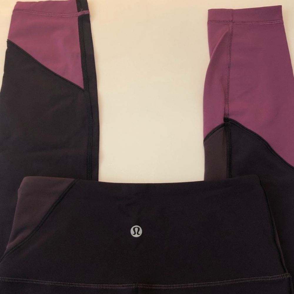 Purple block align tights